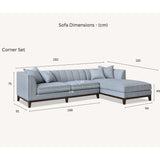 Cooper Corner Sofa with Soft  Boucle Fabric in Dolphin Colour