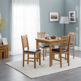 Coxmoor Solid White Oak Extending Dining T. & Coxmoor Dining Chair Faux Brown Leather Seat