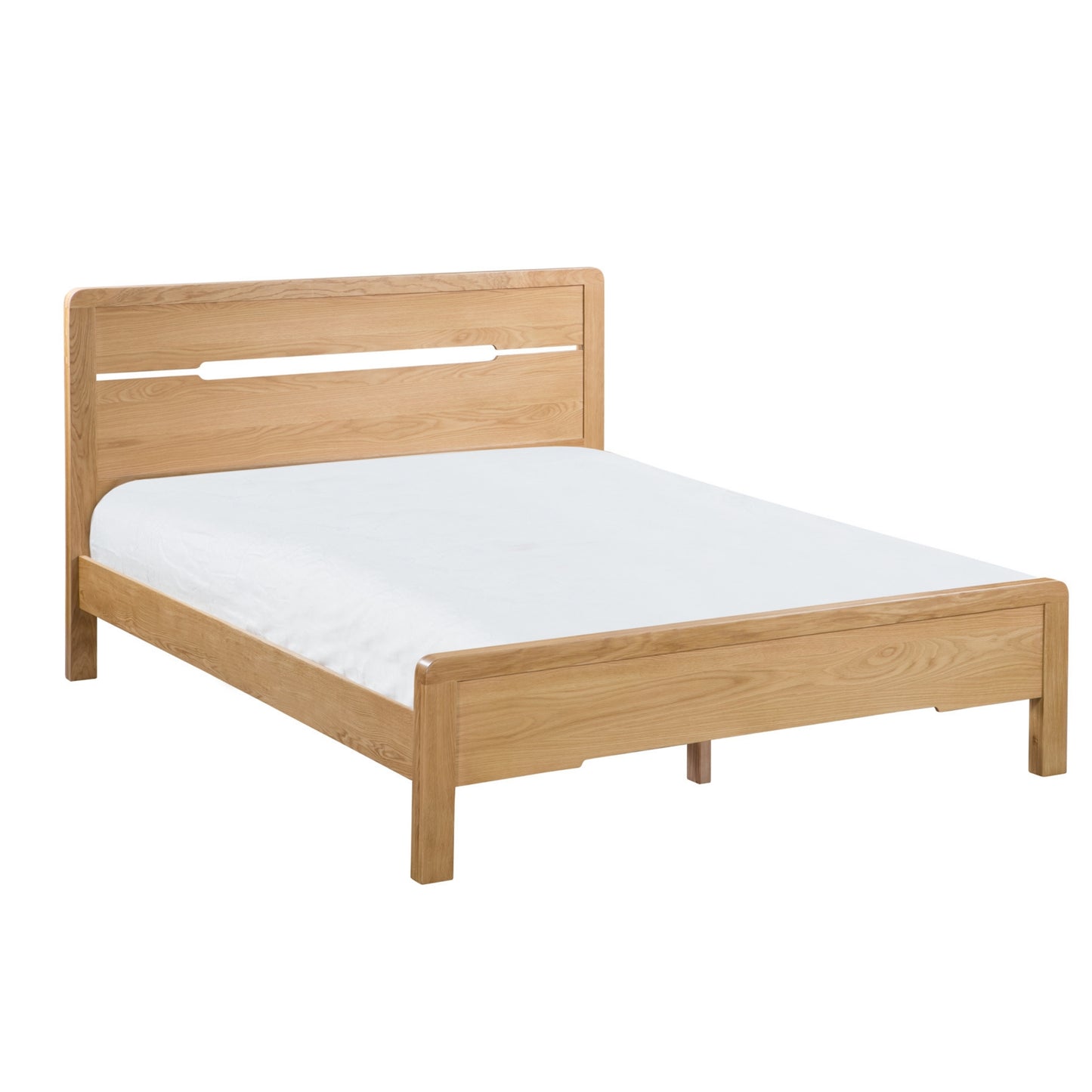 Curve Solid White Oak & Oak Veneers Wooden Bed