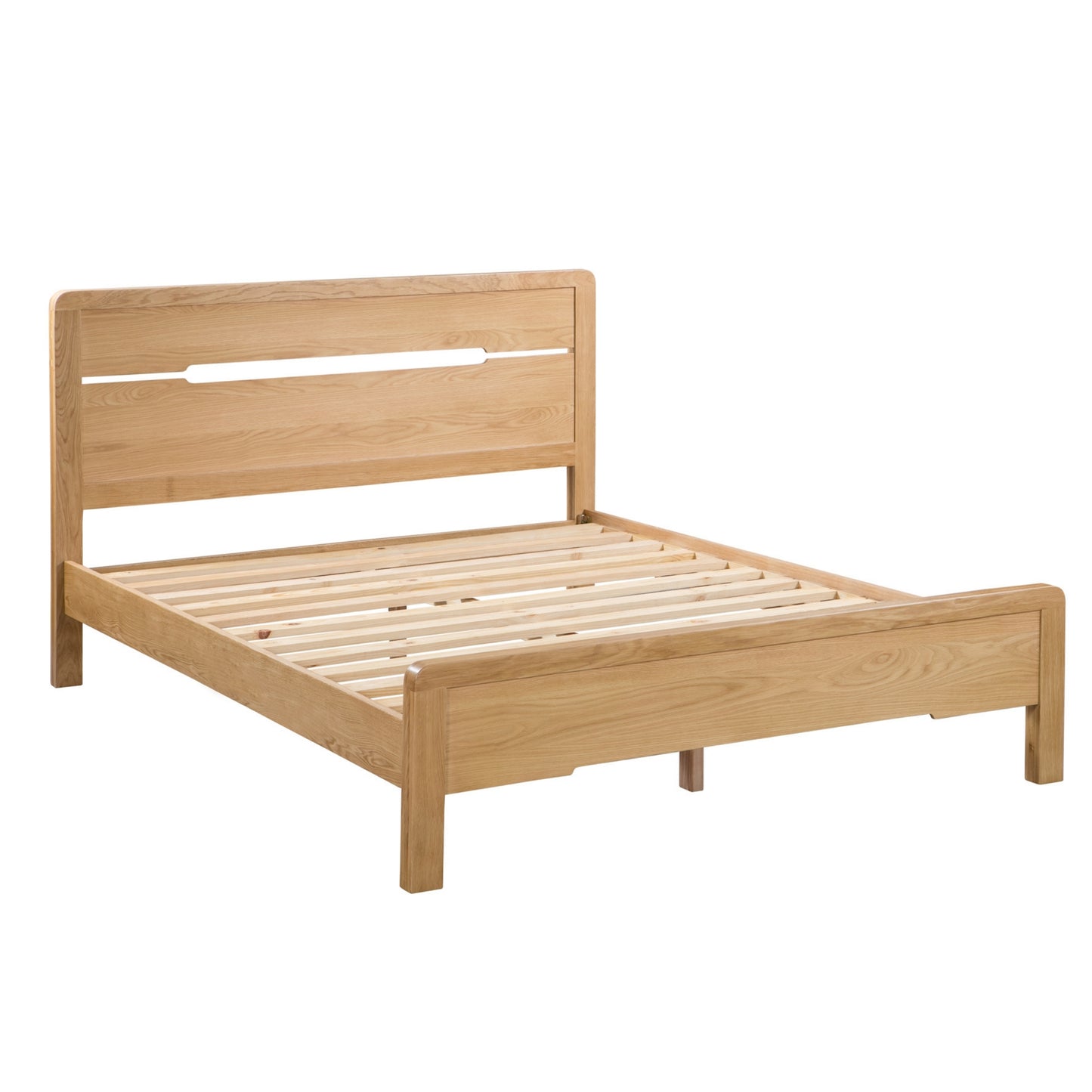 Curve Solid White Oak & Oak Veneers Wooden Bed