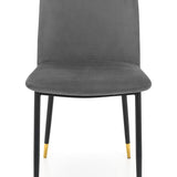 Delaunay Dining Chair Grey Velvet with Black Legs(2 Chairs)