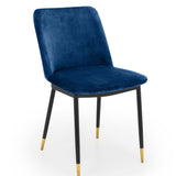 Delaunay Dining Chair Blue Fabric Black Legs(2 Chairs)