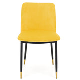 Montero Round Table Golden Legs Glass Top & Delaunay Dining Chair Mustard Fabric Black Legs
