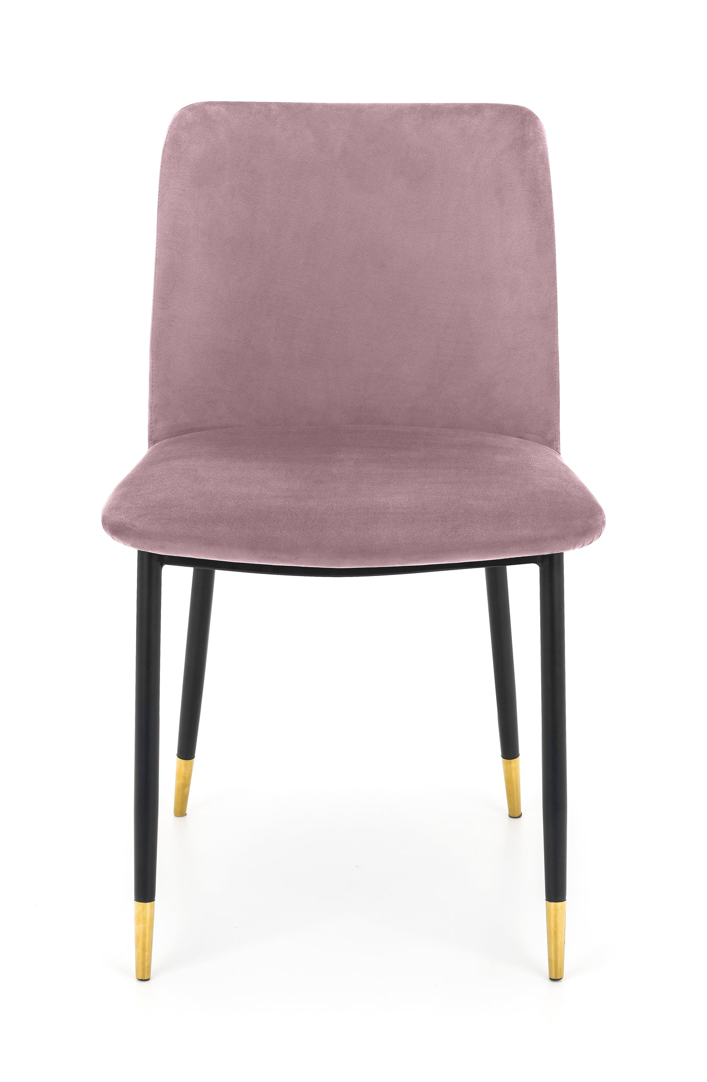 Montero Round Table Golden Legs Glass Top + Delaunay Dining Chair Dusky Pink Fabric Black Legs