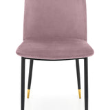 Montero Round Table Golden Legs Glass Top & Delaunay Dining Chair Dusky Pink Fabric Black Legs