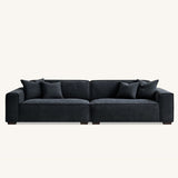 Dakota Sofa with soft duck feather padding, Boucle Fabric in Midnight colour