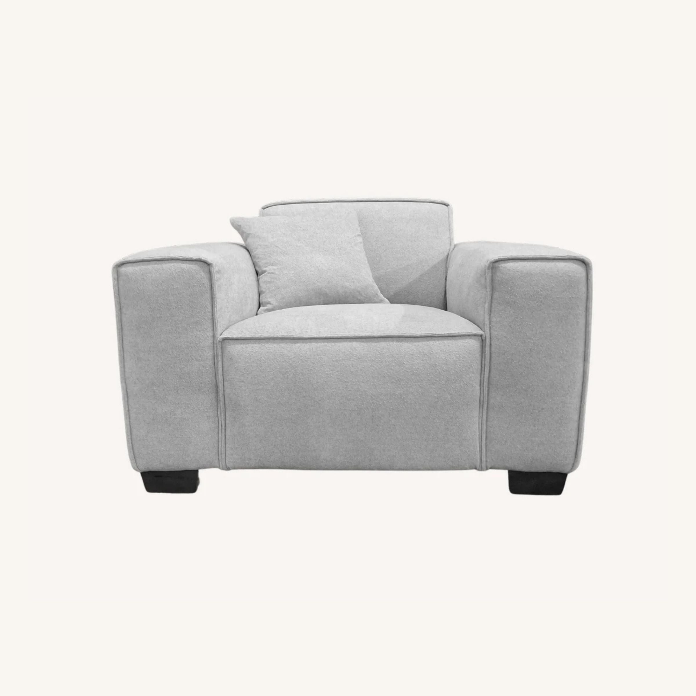 Dakota Sofa with soft duck feather padding, Boucle Fabric in Pebble colour