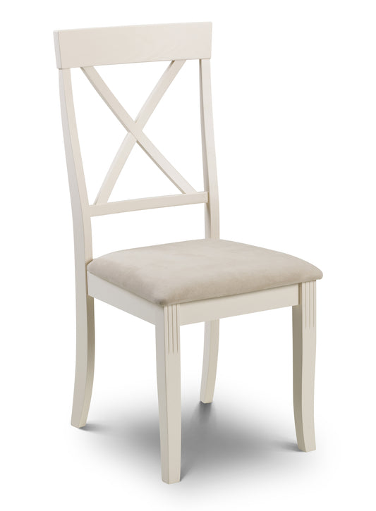 Davenport Dining Chair Rubberwood Ivory Finish with Faux Suede(2 Chairs)