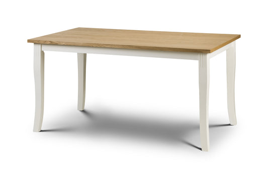 Davenport Extending Dining Table Oak Top Solid Rubberwood Ivory Finish