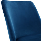 Montero Round Table Golden Legs Glass Top & Delaunay Dining Chair Blue Fabric Black Legs