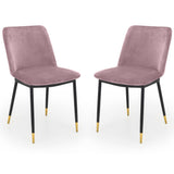 Montero Round Table Golden Legs Glass Top & Delaunay Dining Chair Dusky Pink Fabric Black Legs