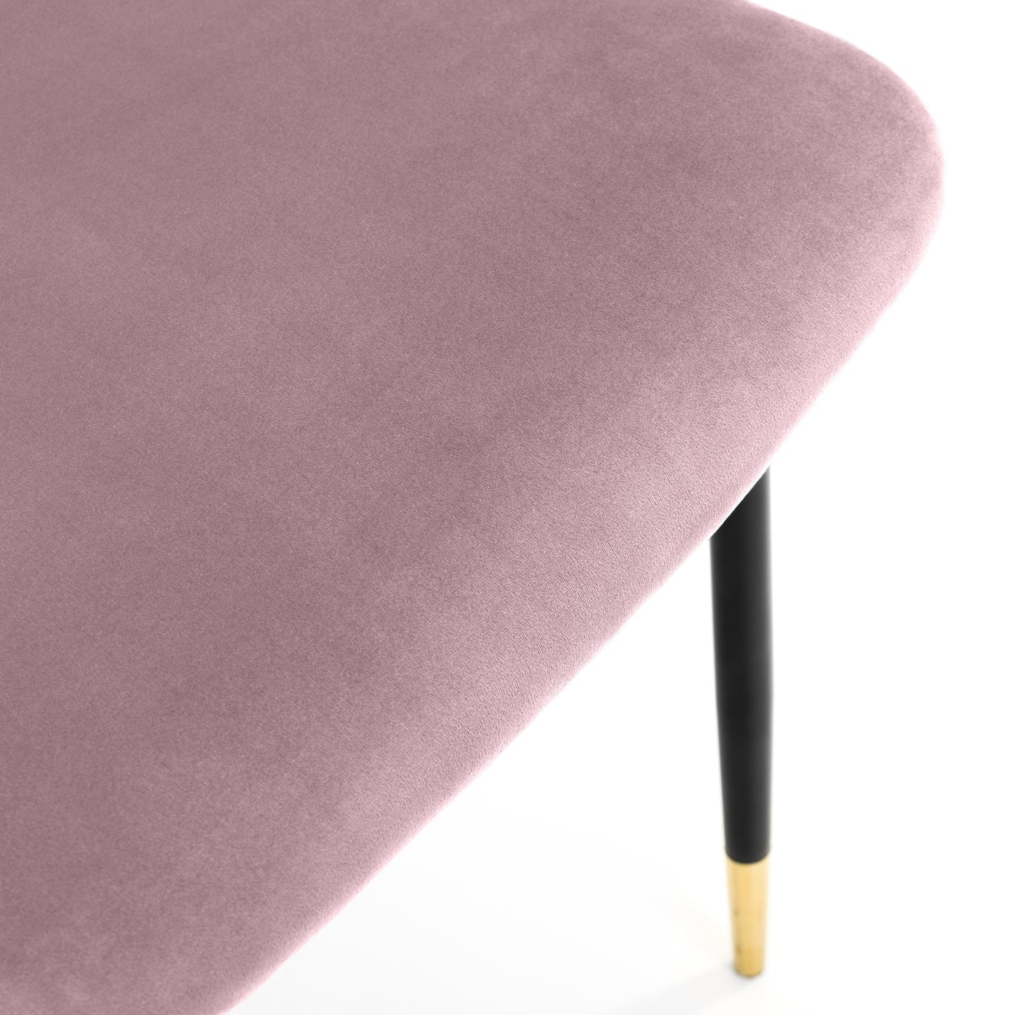 Montero Round Table Golden Legs Glass Top & Delaunay Dining Chair(4 Nos) Dusky Pink Fabric Black Legs