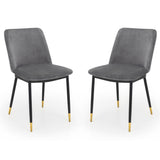 Montero Round Table Golden Legs Glass Top & Delaunay Dining Chair Grey Fabric Black Legs