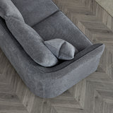 Rubin Corner Sofa with Soft Textured Boucle Fabric in Charcoal Colour