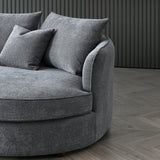 Rubin Corner Sofa with Soft Textured Boucle Fabric in Charcoal Colour