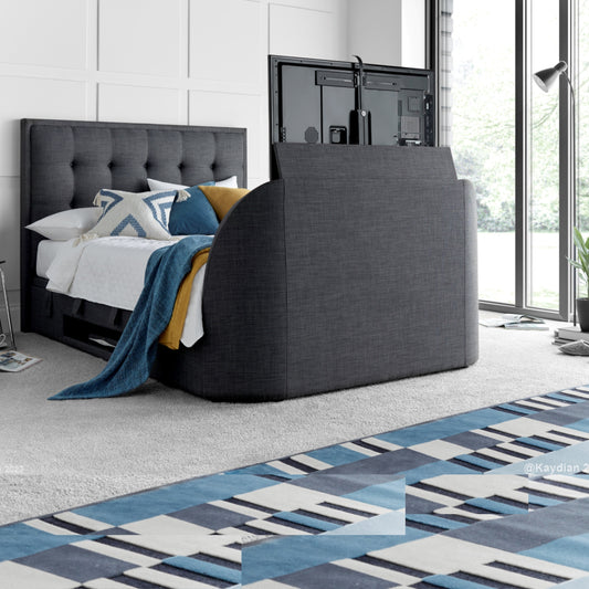 Falstone / Falmer TV Ottoman Bed in Pendle Slate Fabric