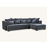 Gramercy Corner Sofa with Soft Textured Boucle Fabric in Grey Colour