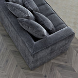Gramercy Corner Sofa with Soft Textured Boucle Fabric in Grey Colour
