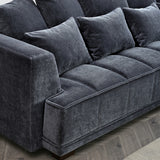 Gramercy Corner Sofa with Soft Textured Boucle Fabric in Grey Colour