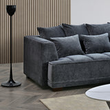 Gramercy Corner Sofa with Soft Textured Boucle Fabric in Grey Colour