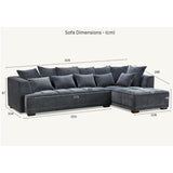 Gramercy Corner Sofa with Soft Textured Boucle Fabric in Grey Colour