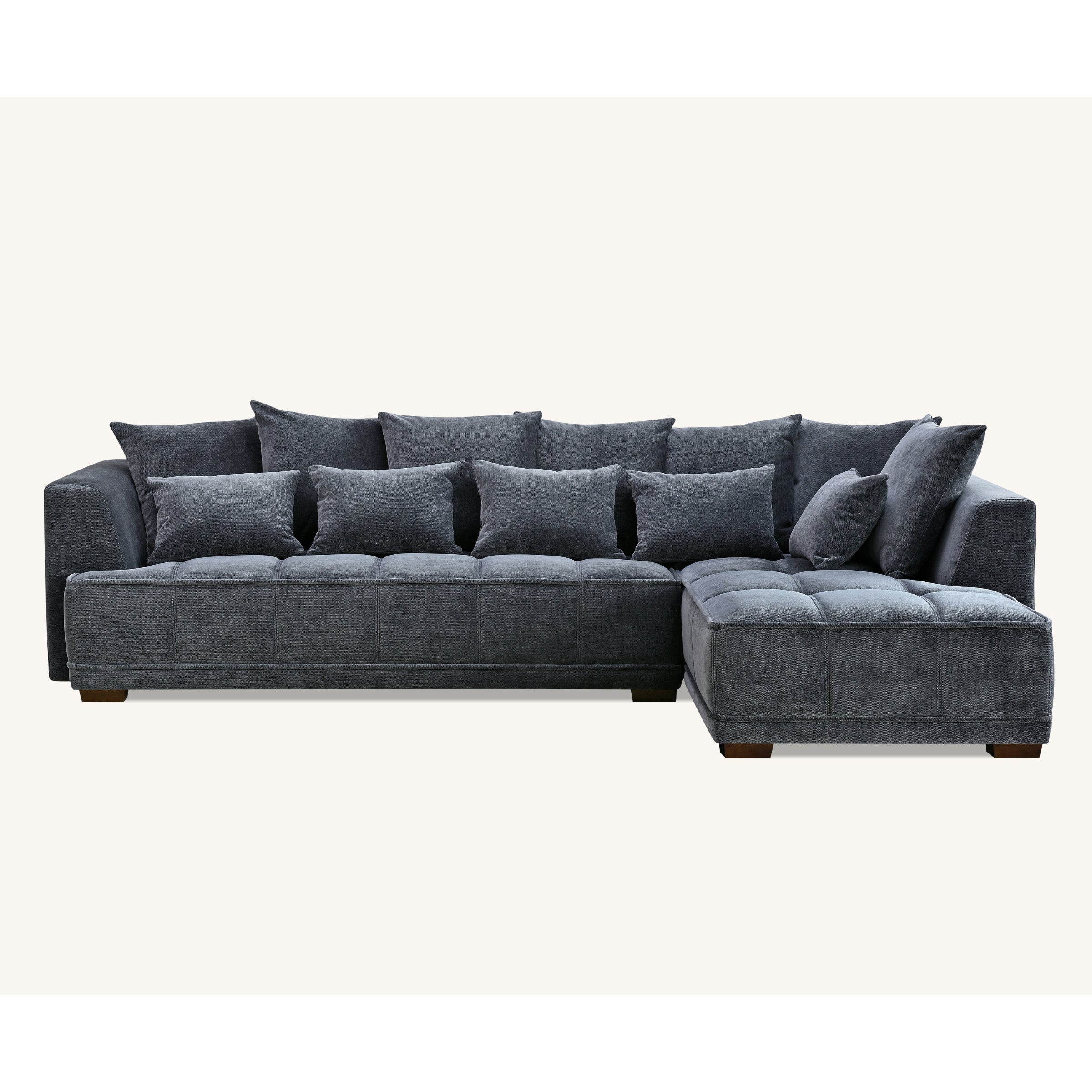 Gramercy Corner Sofa with Soft Textured Boucle Fabric in Grey Colour