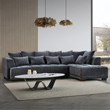 Gramercy Corner Sofa with Soft Textured Boucle Fabric in Grey Colour