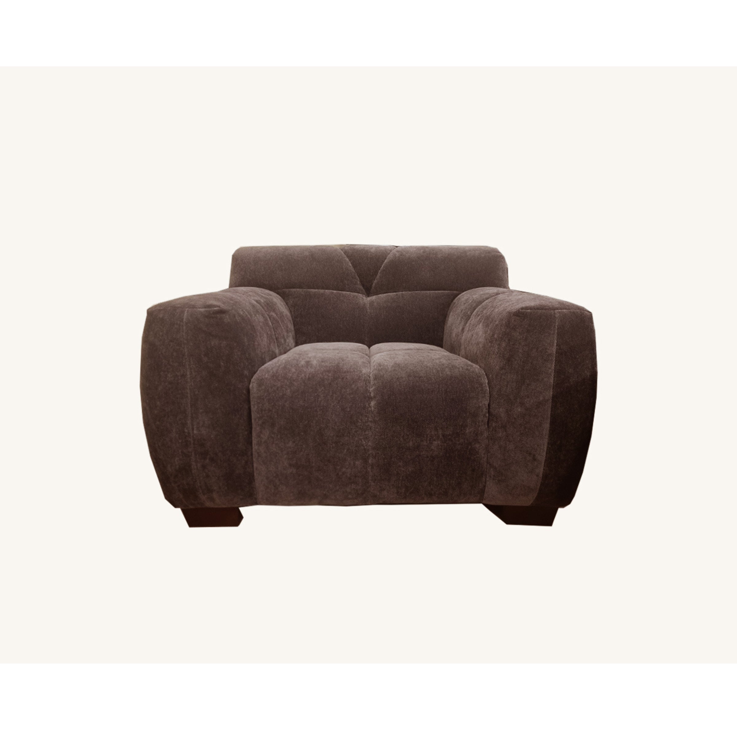 Harlem Sofa soft textured boucle fabric in Chocolate colour.