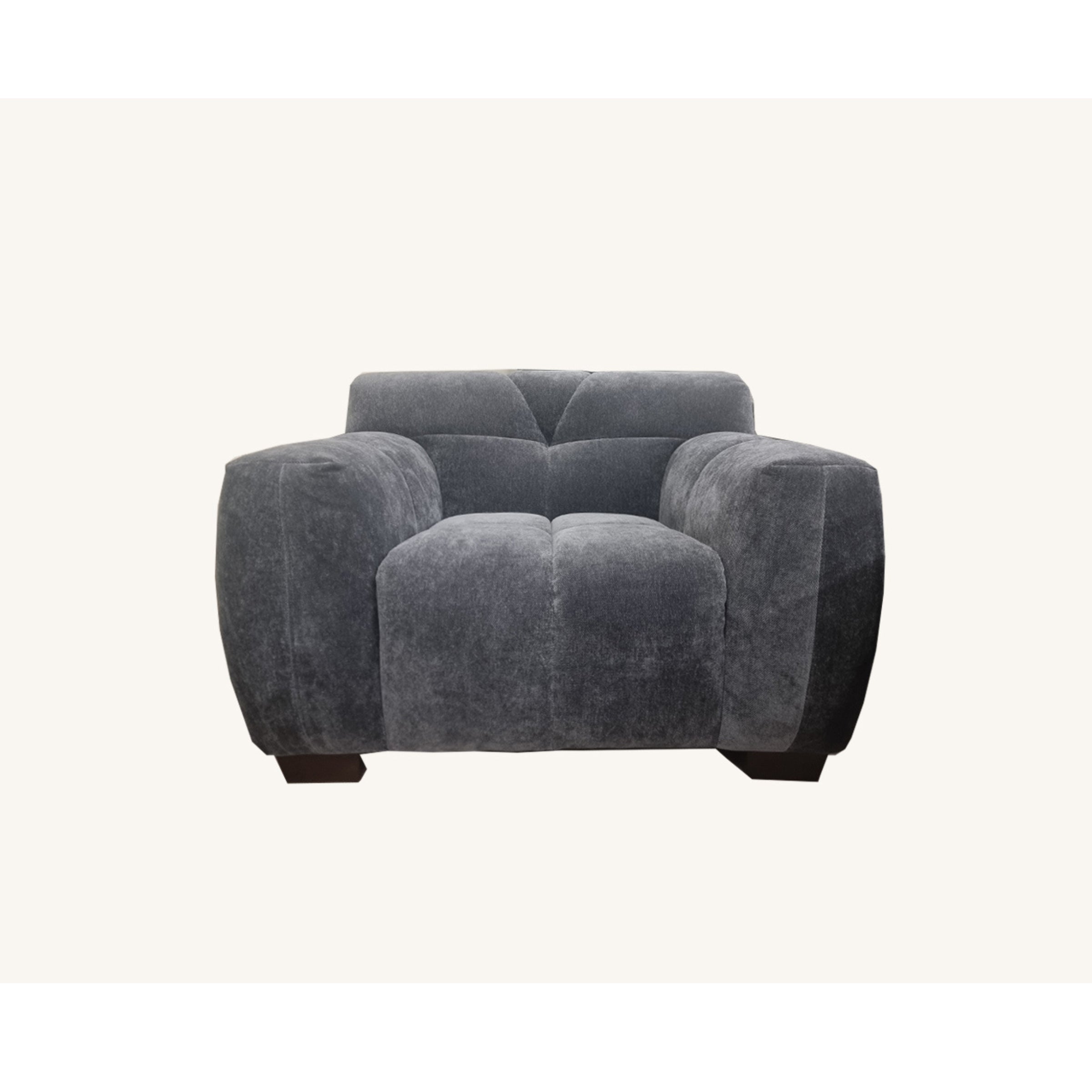 Harlem Sofa soft textured boucle fabric in steel colour.
