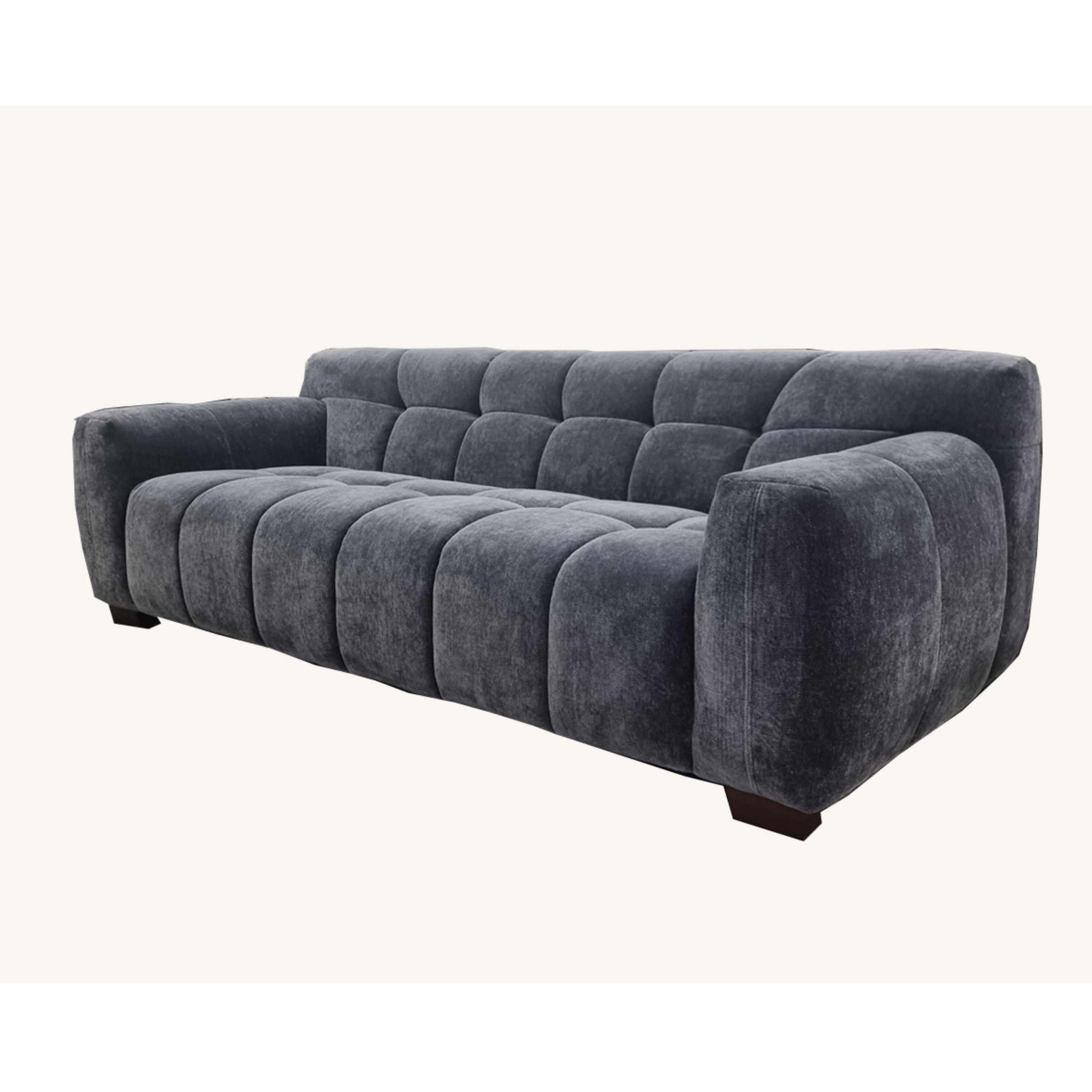 Harlem Sofa soft textured boucle fabric in steel colour.