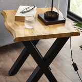 Harvey Lamp Table Oak Top & Matt Black Steel Legs