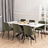 Heaven Extend. Dining Table Ceramic & Ines Dining chair in Olive Green (8 Chairs)