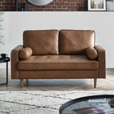 Henley Sofa Set: 3 + 2 Seater Sofa With Bolster - Brown Tan Faux Leather