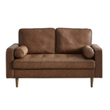 Henley Sofa Set: 3 + 2 Seater Sofa With Bolster - Brown Tan Faux Leather