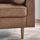 Henley 3 Seater Sofa With Bolster - Brown Tan Faux Leather