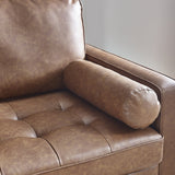 Henley 3 Seater Sofa With Bolster - Brown Tan Faux Leather