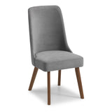 Huxley Round Walnut Veneer Table & Huxley Dusk Grey Chenille Dining Chair(4 Chairs)