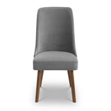 Huxley Round Walnut Veneer Table & Huxley Dusk Grey Chenille Dining Chair(4 Chairs)