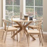 I_Duncan Round Dining Table in White Oak & Cassandra Dining Chair in White Oak(4 Chairs)