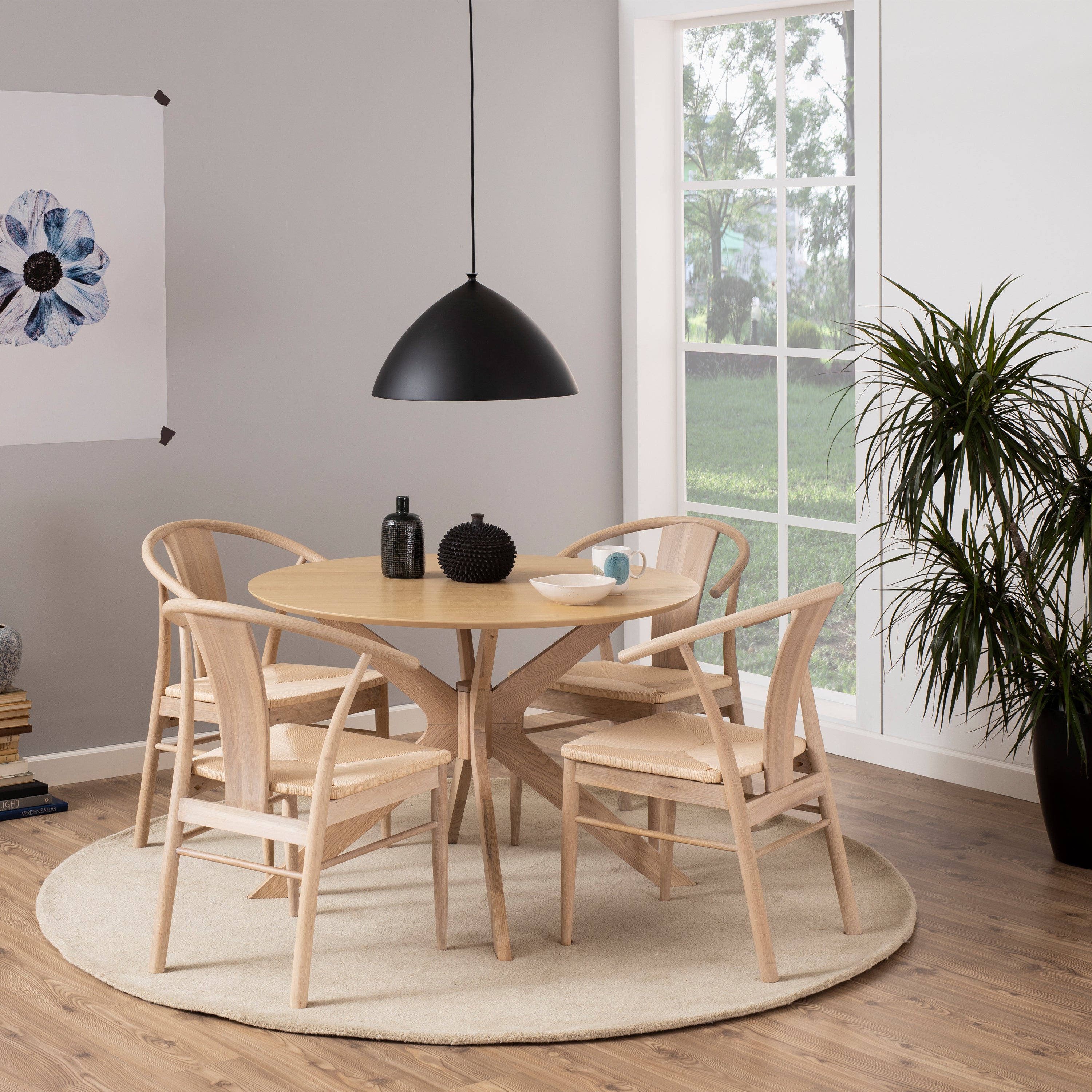 I_Duncan Round Dining Table in White Oak & Cassandra Dining Chair in W ...