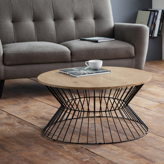 Jersey Round Wire Coffee Table - Oak