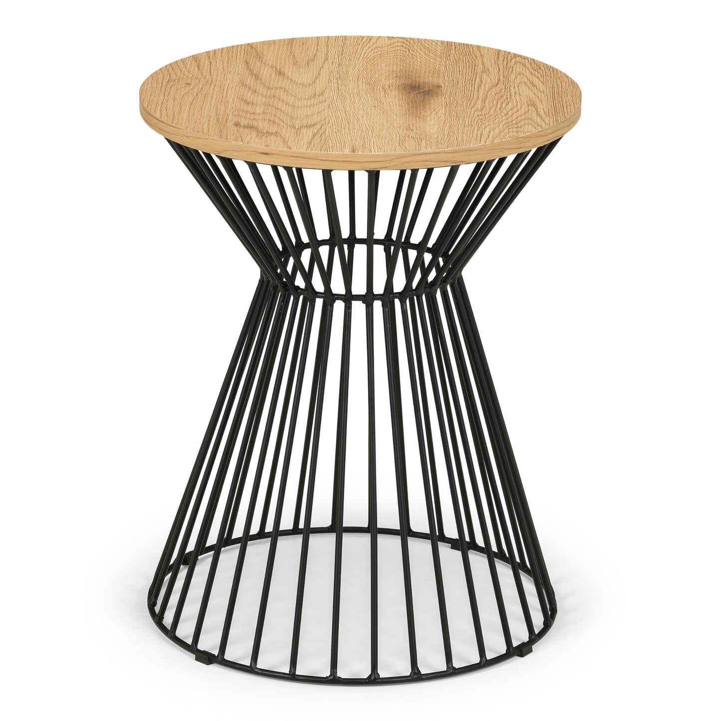 Jersey Round Wire Lamp Table in Oak & Metal Wire