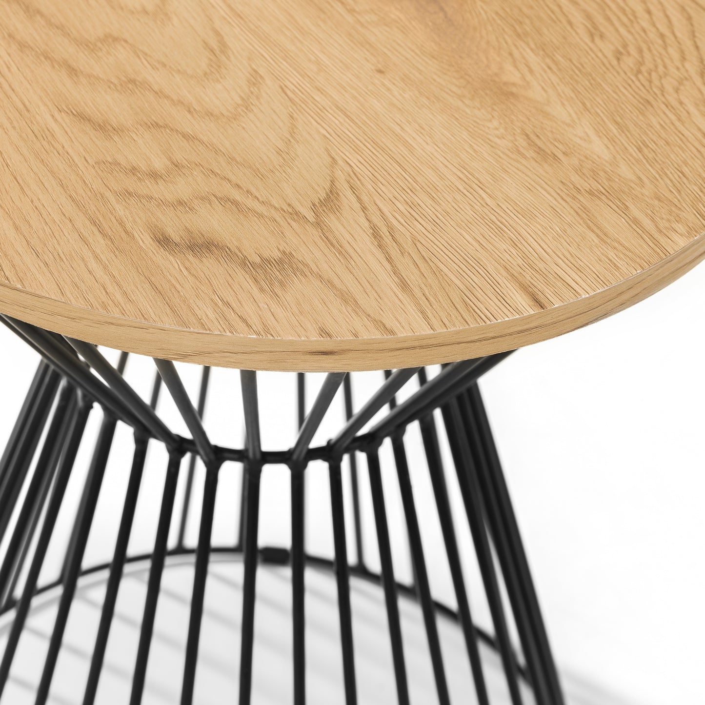 Jersey Round Wire Lamp Table in Oak & Metal Wire