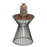 Jersey Round Wire Lamp Table in Walnut & Metal Wire