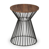 Jersey Round Wire Lamp Table in Walnut & Metal Wire