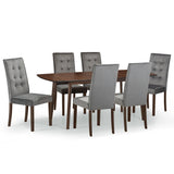 Kensington Extend. Dining Table Beech Frame Walnut & Madrid Dining Chair Grey Velvet(6 Chairs)