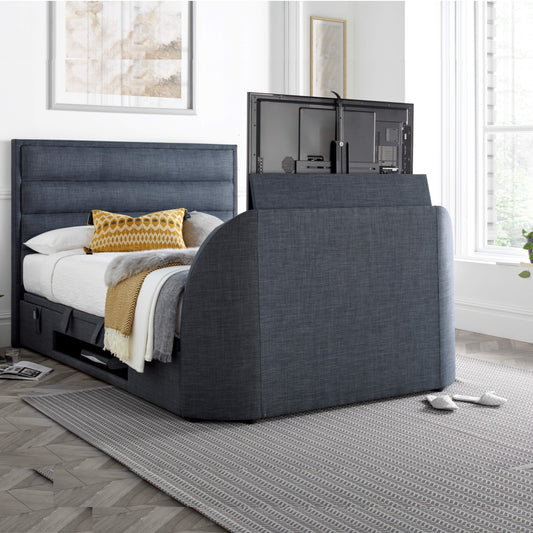 Kirkby / Kirkley TV Ottoman Bed in Pendle Slate Fabric