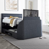 Kirkby / Kirkley TV Ottoman Bed in Pendle Slate Fabric