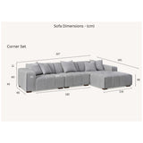 Leonard Corner Sofa with Tight weave Boucle fabric in Cloud Grey Colour