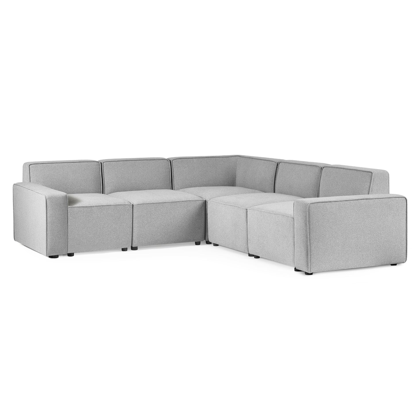 Lago Combination 5 Seater Lago Grey Linen Sofa with Corner and Arms